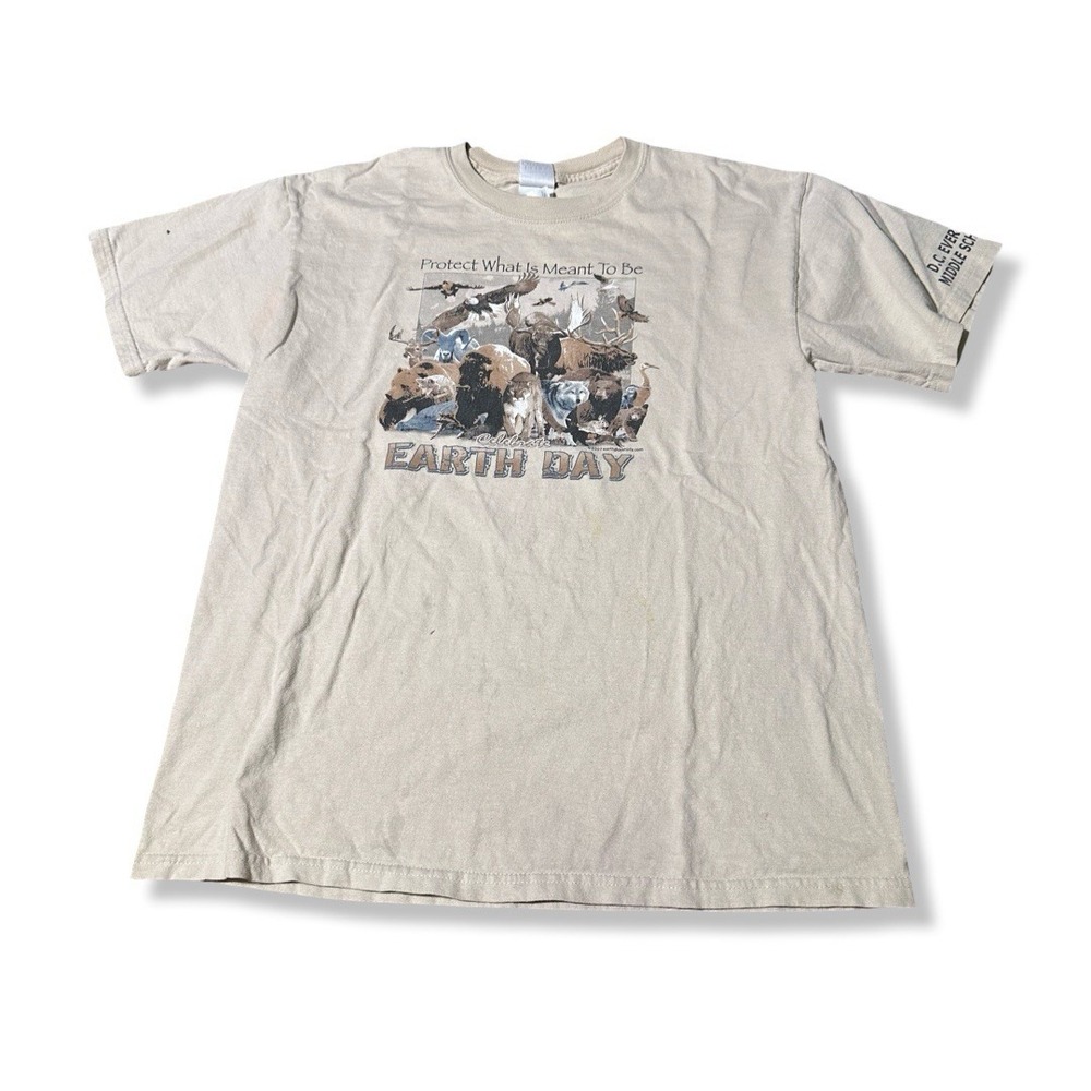 VTG Y2K Cabelas Earth Day Animal Nature Graphic Tee T-Shirt Mens Size Medium